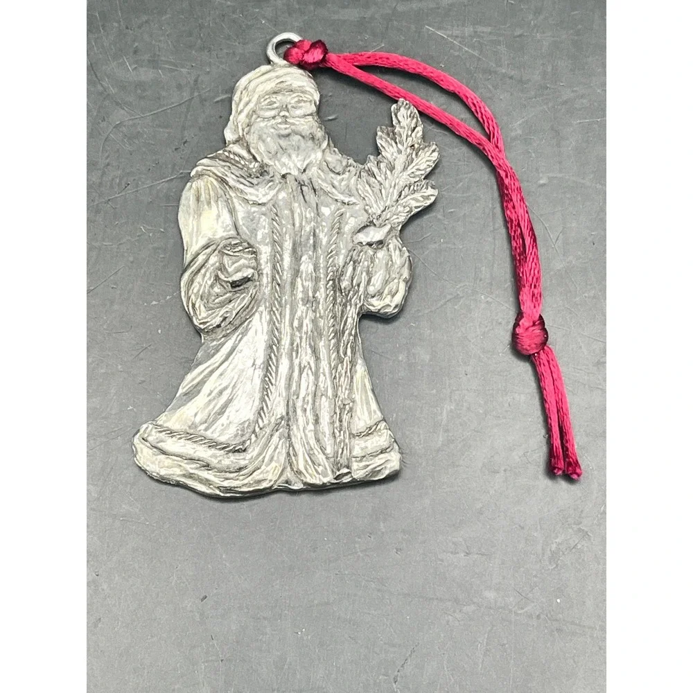 Set of 2 Seagull Pewter Christmas Ornaments Santa‎ Claus Vtg Made In Nova Scotia
